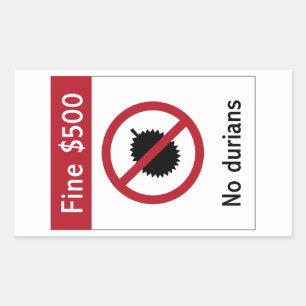 Sticker Rectangulaire No Durians (2) Sign, Singapour