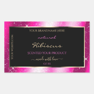 Sticker Rectangulaire Noble Hot Rose Parties scintillant Cadre Étiquett