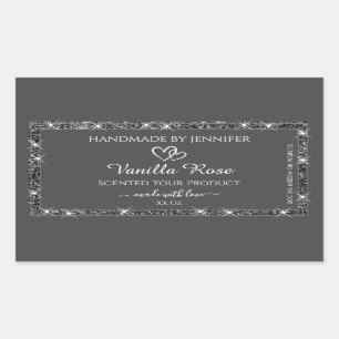Sticker Rectangulaire Noble Parties scintillant d'argent gris produit em