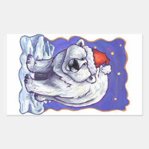 Sticker Rectangulaire Noël à l'ours polaire
