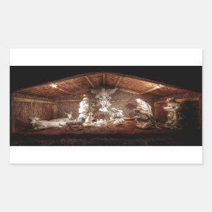Sticker Rectangulaire Noël Avent Jésus Nativité Manger Scène
