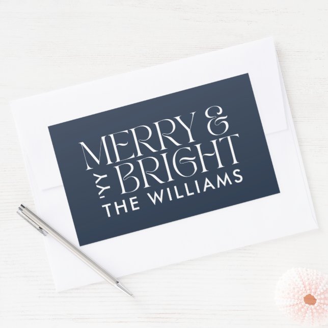 Sticker Rectangulaire Noël bleu marine moderne élégant simple (Enveloppe)