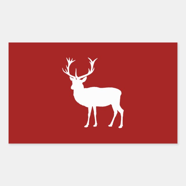 Sticker Rectangulaire Noël Cerf rouge et blanc (Devant)