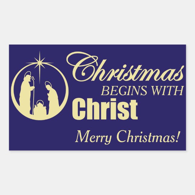 Sticker Rectangulaire Noël commence avec le Christ (Devant)