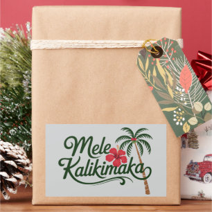 Sticker Rectangulaire Noël Famille Mele Kalikimaka Plage d'Hawaï