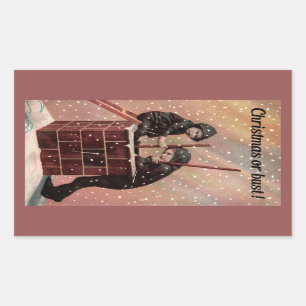 Sticker Rectangulaire Noël Ou Poussière, Garçon Chimney Balayage Antique