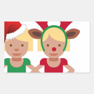 Sticker Rectangulaire noël père Noël jumeaux émoji