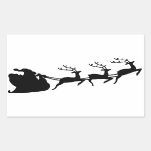 Sticker Rectangulaire Noël Père Noël Sleigh et renne