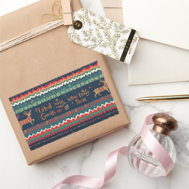 Sticker Rectangulaire Noël Salutations motif Design (Cadeaux)