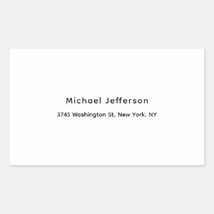 Sticker Rectangulaire Noir Blanc Unique Classique Élégant Plain
