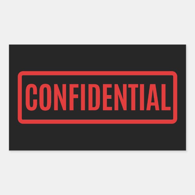 Sticker Rectangulaire Noir confidentiel (Devant)