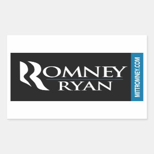 Sticker Rectangulaire Noir d'autocollant de logo de Romney Ryan