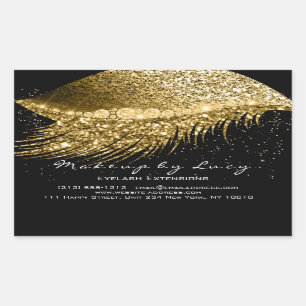 Sticker Rectangulaire Noir de confettis d'or de beauté de maquillage