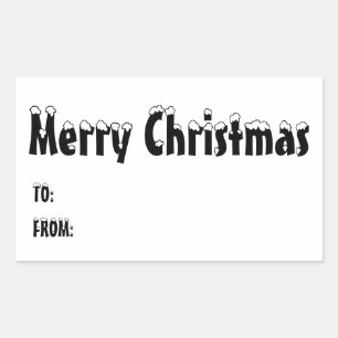 Sticker Rectangulaire Noir de Noël noir blanc blanc à de mignon