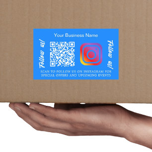 Sticker Rectangulaire Nom commercial bleu qr code Instagram