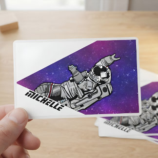 Sticker Rectangulaire Nom d'astronaute rétro personnalisé Galaxie Violet