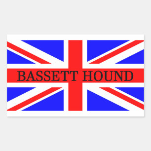 Sticker Rectangulaire nom de la hache bassett sur le drapeau
