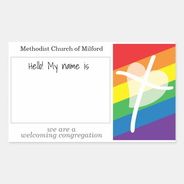 Sticker Rectangulaire Nom de l'église d'accueil Balise Affirmant le nom  (Devant)
