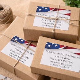 Sticker Rectangulaire Nom de l'entreprise du drapeau américain 