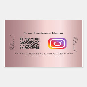 Sticker Rectangulaire Nom d'entreprise rose pâle qr code instagram