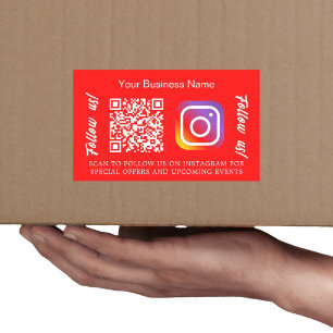 Sticker Rectangulaire Nom d'entreprise rouge vif code qr Instagram