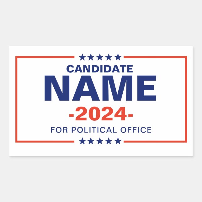 Sticker Rectangulaire Nom du candidat personnalisé (Devant)