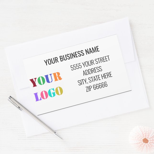 Sticker Rectangulaire Nom du logo de l'entreprise personnalisée Modèle É (Enveloppe)