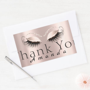 Sticker Rectangulaire Nom du Merci Simple Rose Bridal Sweet 16e