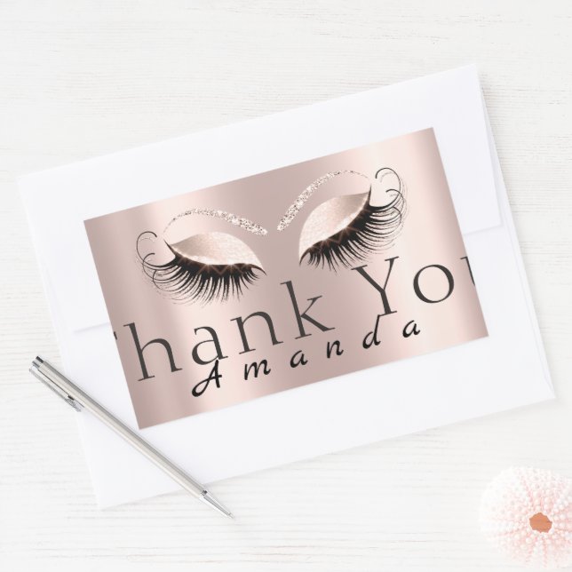 Sticker Rectangulaire Nom du Merci Simple Rose Bridal Sweet 16e (Enveloppe)