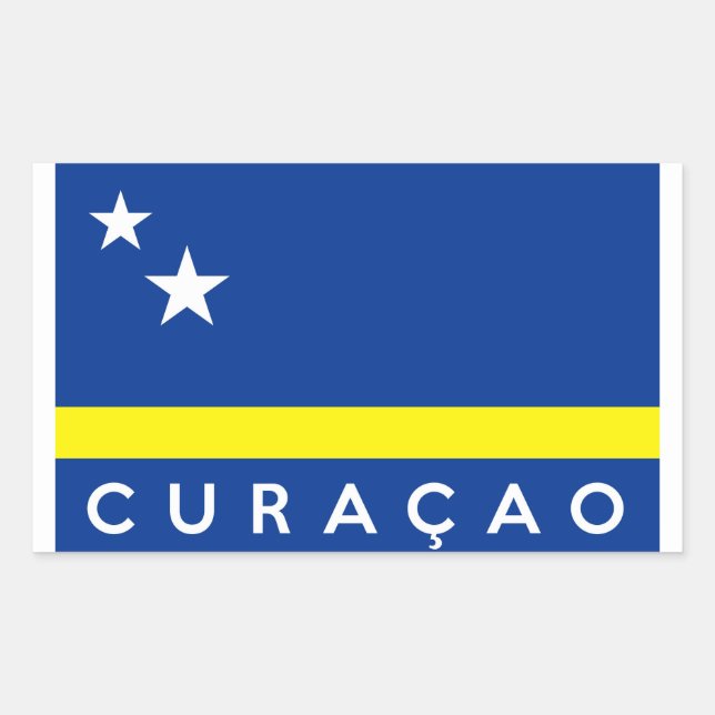 Sticker Rectangulaire nom du pays du pavillon de curacao (Devant)