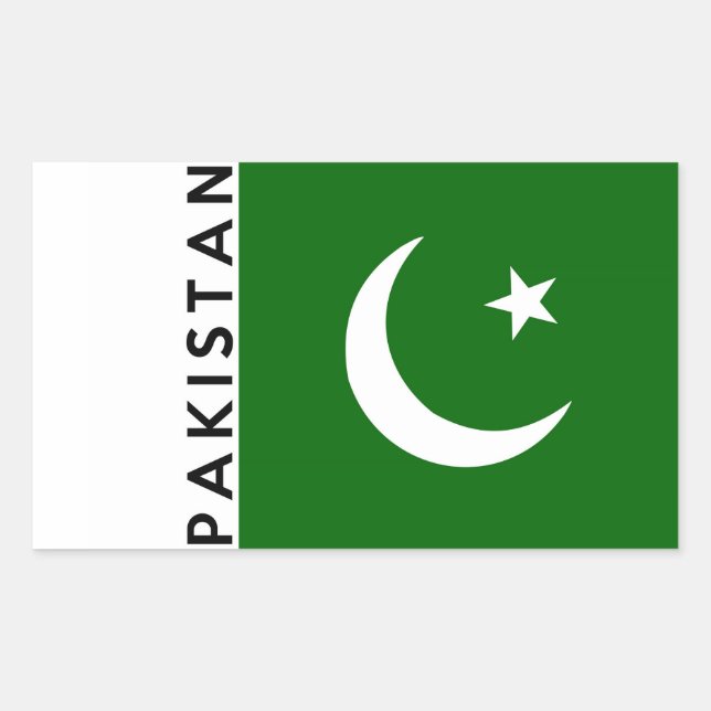 Sticker Rectangulaire nom du texte du drapeau du pays pakistan (Devant)