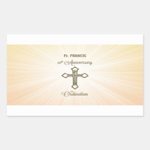 Sticker Rectangulaire Nom personnalisé, 10e anniversaire de l'ordination