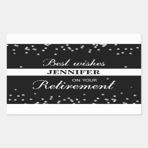 Sticker Rectangulaire Nom personnalisé, Félicitations à la retraite N