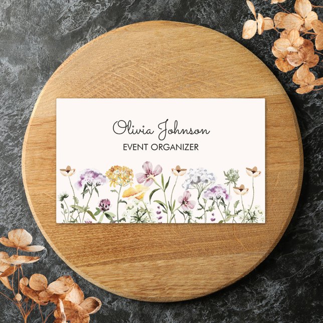Sticker Rectangulaire Nom personnalisé Fleur sauvage Jardin Floral (Close up)