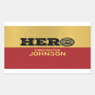 Sticker Rectangulaire Nom personnalisé, héros du pompier