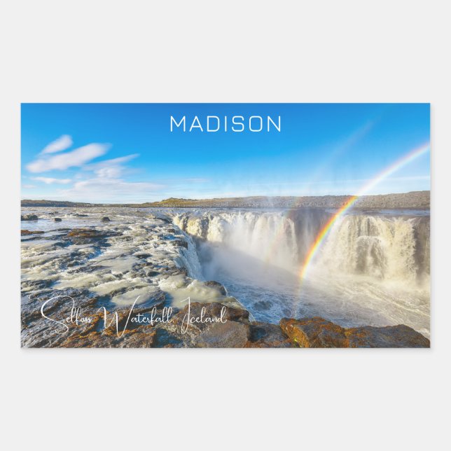 Sticker Rectangulaire Nom personnalisé Selfoss Waterfall, Islande (Devant)