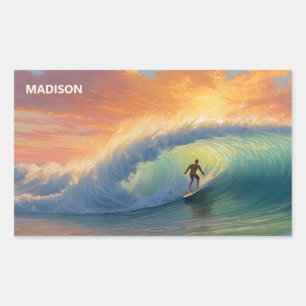 Sticker Rectangulaire Nom personnalisé Surf