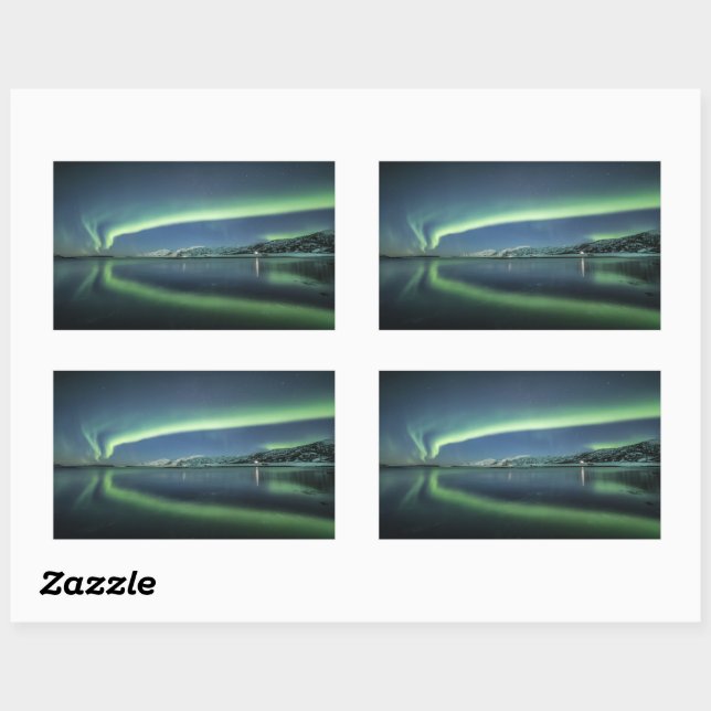 Sticker Rectangulaire Northern Lights Norvège (Feuille)