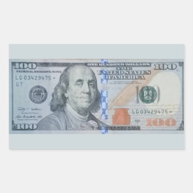 Sticker Rectangulaire Note étoile LG03429475 de 100 $ US (Devant)