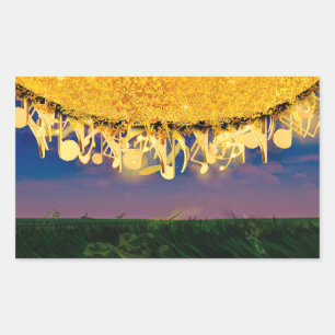 Sticker Rectangulaire Notes chatoyantes d'or