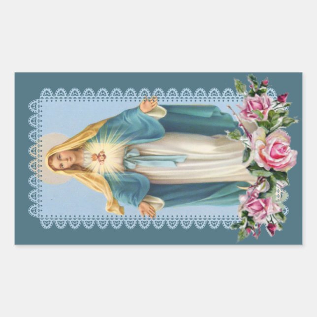 Sticker Rectangulaire Notre-Dame de grâce Roses roses roses roses (Devant)