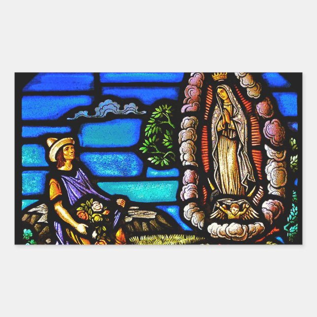 Sticker Rectangulaire Notre Dame Guadalupe Nuestra Senora Vitrail (Devant)
