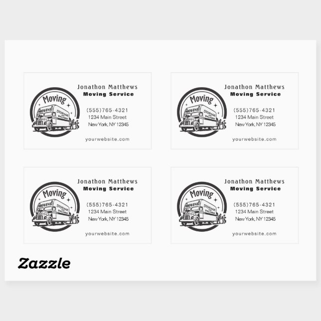 Sticker Rectangulaire Nous Déplaçons Des Boîtes De Camions Compagnie D'E (Feuille)