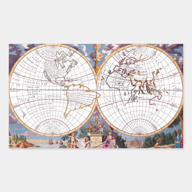 Sticker Rectangulaire Nouvelle Carte Du Terraqueux Globe Rectangulaire S (Devant)