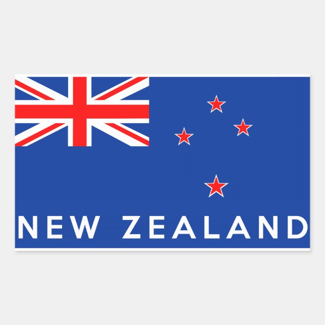 Sticker Rectangulaire nouvelle-zélande symbole du drapeau du pays nom (Devant)