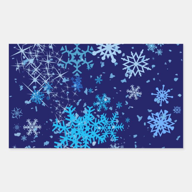 Sticker Rectangulaire Nuit de Noël neige (Devant)