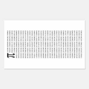 Sticker Rectangulaire Numéro Pi 1000 Premiers Chiffres   Symbole mathéma