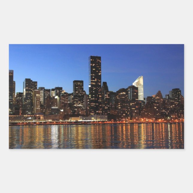 Sticker Rectangulaire NYC New York City Manhattan Nuit (Devant)