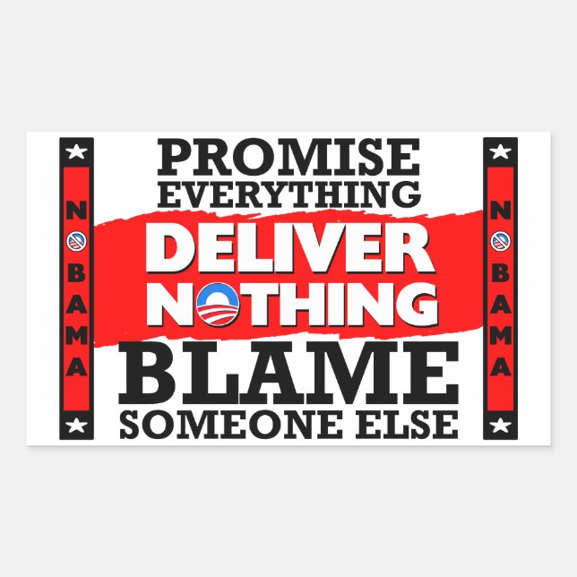 Sticker Rectangulaire Obama : Promettez Tout, N'Offrez Rien ! (Devant)