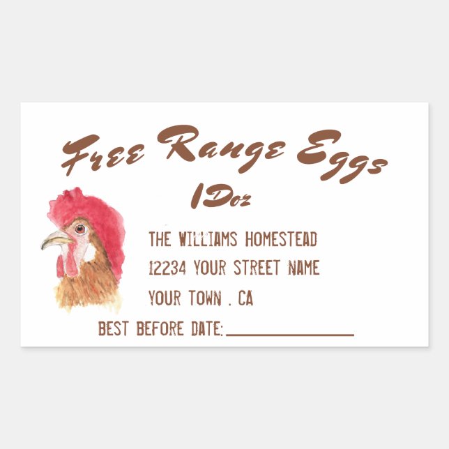 Sticker Rectangulaire OEufs de gamme libre Aquarelle Carton d'oeuf (Devant)